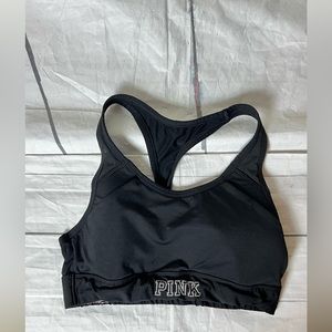 PINK Victoria's Secret Ultimate Womens Medium Black Racerback Sports Bra